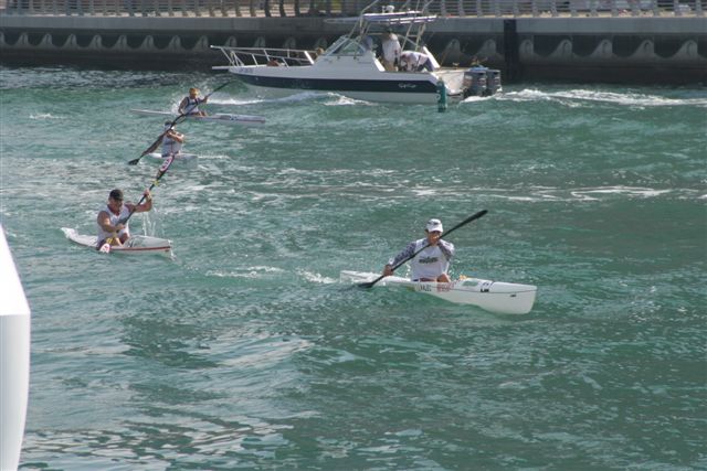 Dawid Mocke breaks away to win the 2006 Dubai Shamaal International Surf Ski Race Dawid Mocke breaks away to win the 2006 Dubai Shamaal International Surf Ski Race