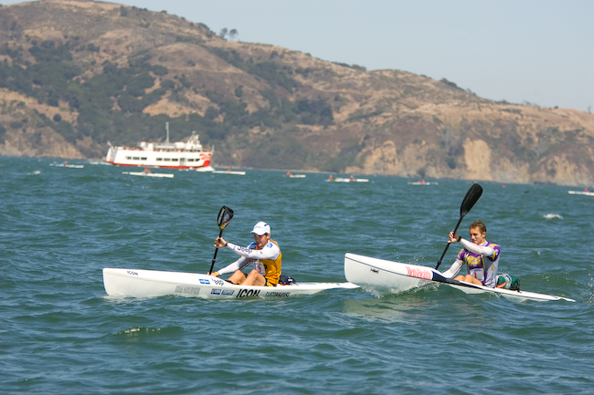 Dawid Mocke (SA) dicing runner up Barry Lewin (SA) - 2006 US Surf Ski Champs Dawid Mocke (SA) dicing runner up Barry Lewin (SA) - 2006 US Surf Ski Champs