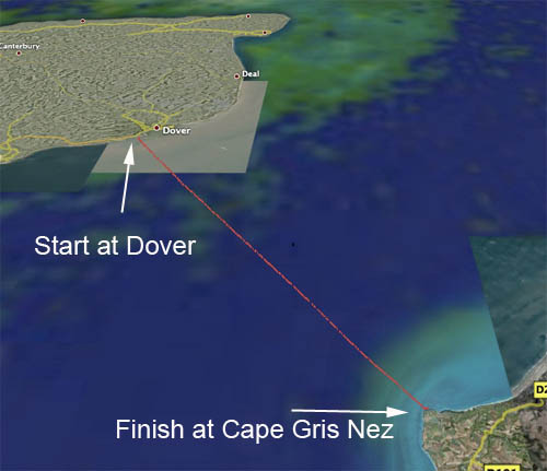 Surf Ski Channel Crossing route Surf Ski Channel Crossing route