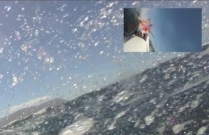 Splash!  Helmet cam view just as I hit the water...