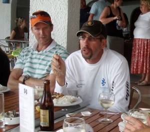 Grand Baie 4 July 2009: Glicker explains his race tactics - Herman Chalupsky listens attentively 