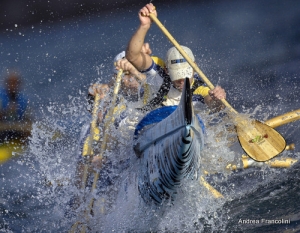 Last years Outrigger Class (OC) crews smashing through the surf.