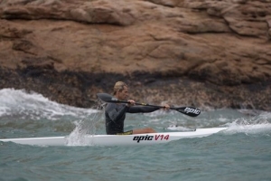 Matt Bouman paddles the new Epic V14 near Stanley, Hong Kong