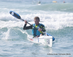 Team Best 4 Kayak Centre's Hank McGregor charges to victory in the Stellar Kayaks surfski race, race two of the Discovery Best 4 Surfski Series. 