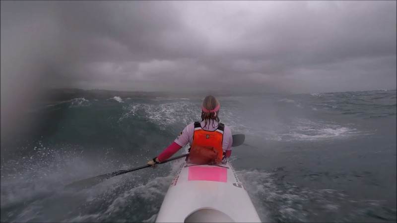 Sharon Armstrong heads downwind in the teeth of a gale...